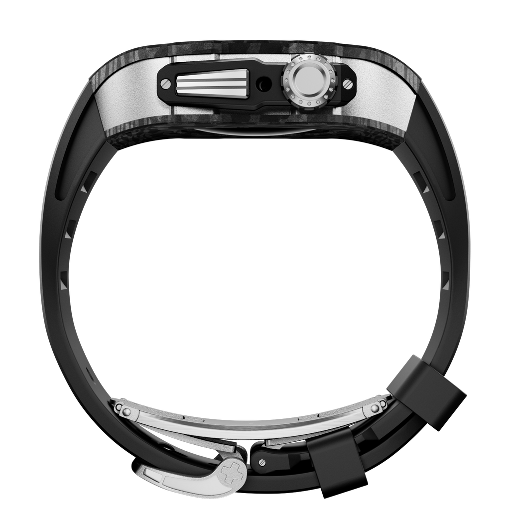 CARBON Series Case for Apple Watch Series 10,11 - 46mm  SILVER & CARBON FIBRE